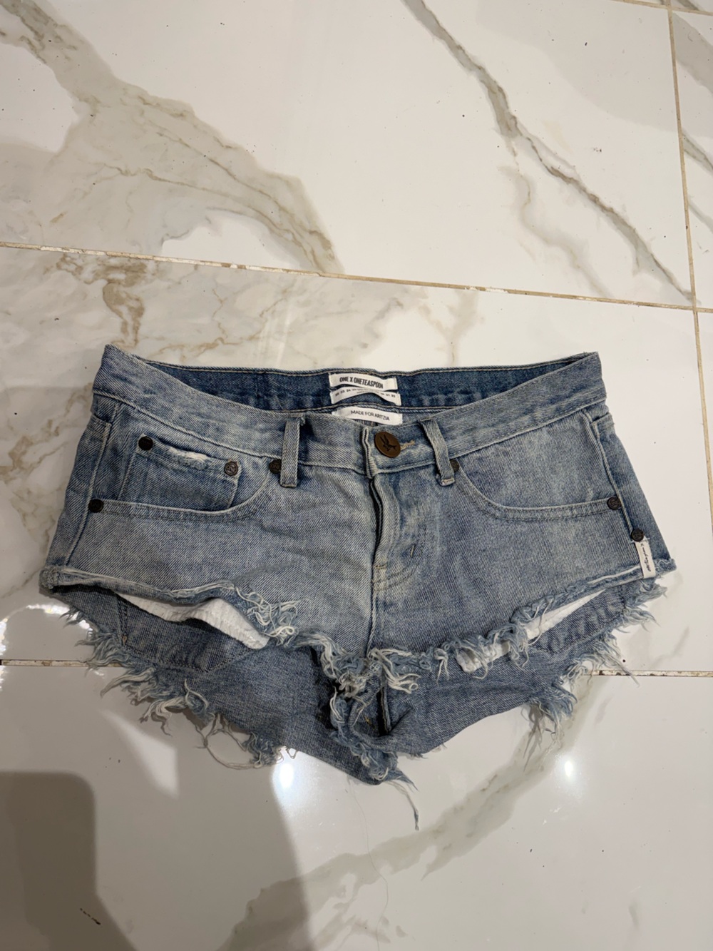 One Teaspoon Light Blue Denim Cutoff Shorts